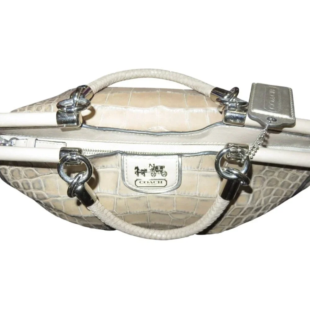 Coach Ashley Limited Edition Tan Croc Embossed Leather Satchel Crossbody